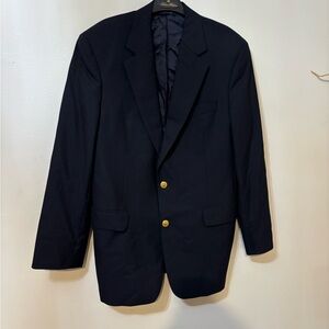 VTG Brooks Brothers Italian wool Classic Dark Navy Blazer Gold 2 Button *Flaw*